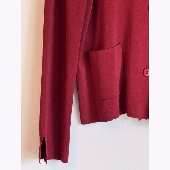 White + Warren Women’s Red Silk Blazer Cardigan Size XL Minimalist Quiet Luxury - Picture 4 of 9